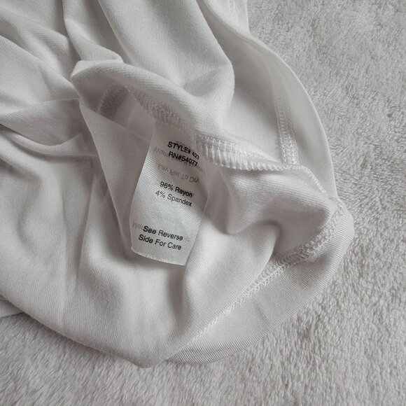 CAbi #427 Womens White Spring 13 Drape Front 3/4 Sleeve Top Large Stretch New - Picture 5 of 9